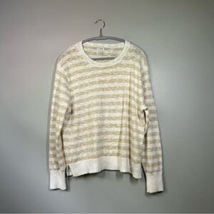 Cozy Striped Crew Neck Sweater - Cream and Tan